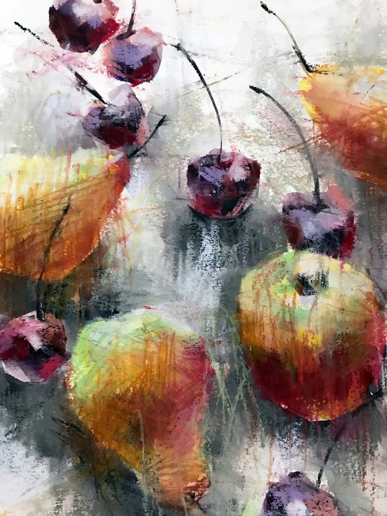 Summer fruits. One of a kind, original painting, handmad work, gift.