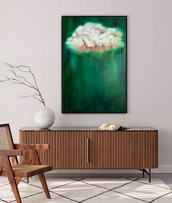 Abstract Green Cloud Modern Minimalist Nature