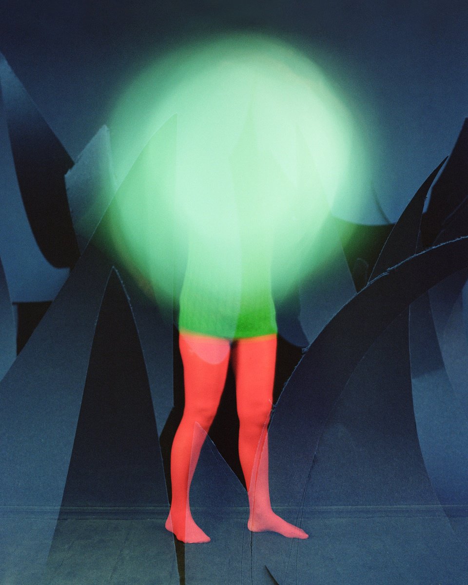 Surrealistic Portrait Photograph By Tania Serket, 16 X 20", Green Light In Blue Darkness, Original Artwork