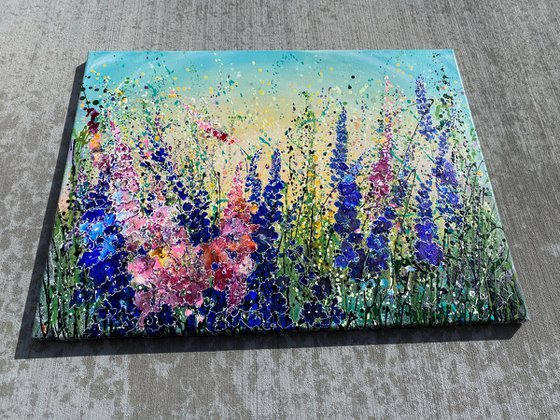 The accidental  Floral Splatter #2 Original Painting  24" X 18" X 0.5"