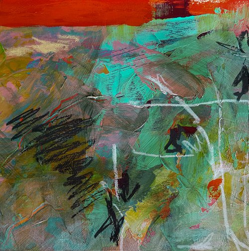 Pure abstract #1 - mixed media on paper small size by Fabienne Monestier