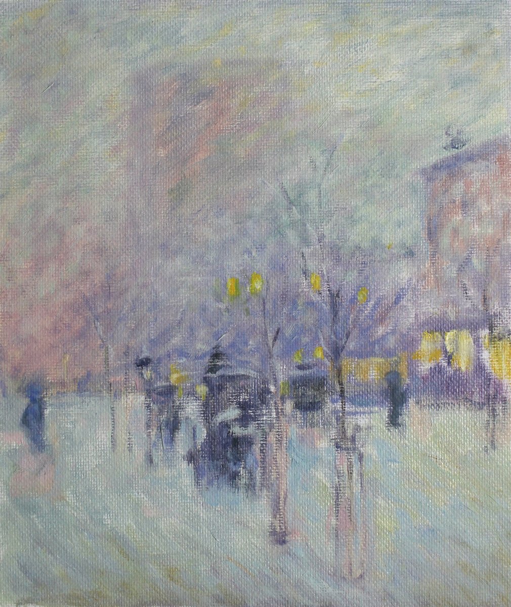 Impressionistic Cityscapes Oil Painting By John Fleck, 9 X 11, C. Hassam Copy Afternoon Nyc, Original Artwork