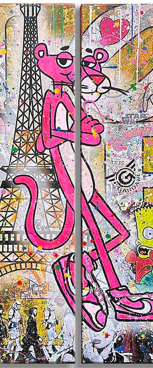Pink Paris – Original Painting (Diptych) by Gardani Art