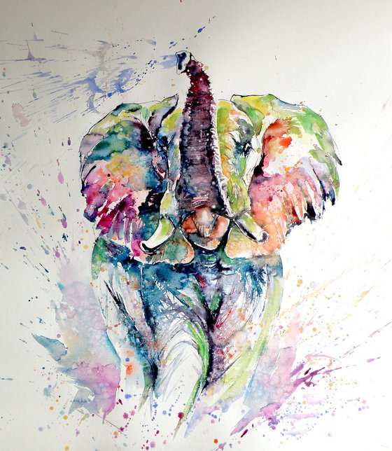 Majestic elephant playing