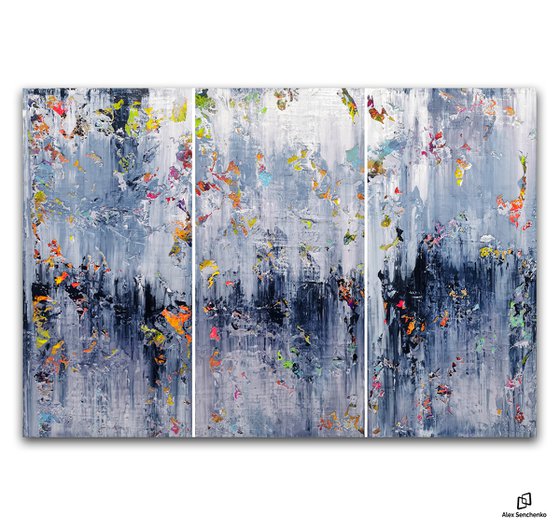 150x100cm. / Abstract triptych / Abstract 1249