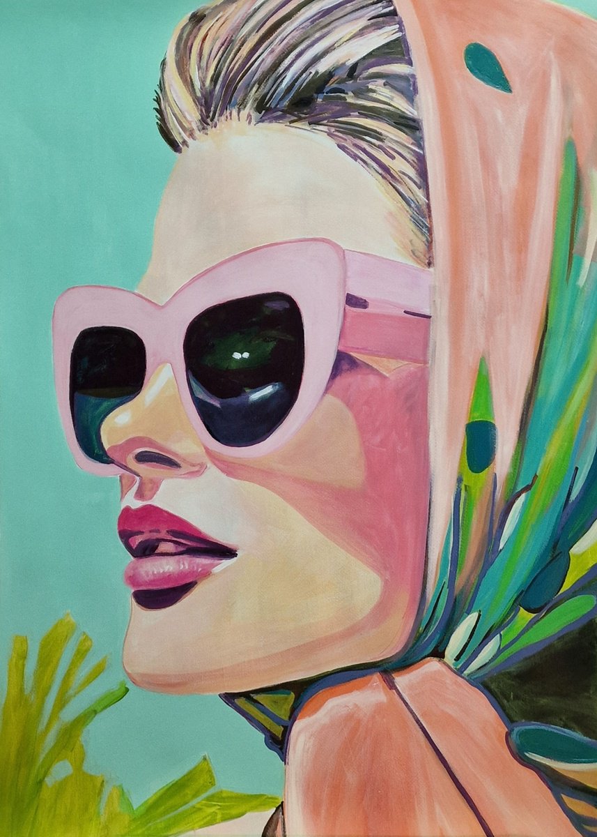 Impressionistic Portrait Acrylic Painting By Alexandra Djokic, 28 X 39, Vintage Girl, Original Artwork