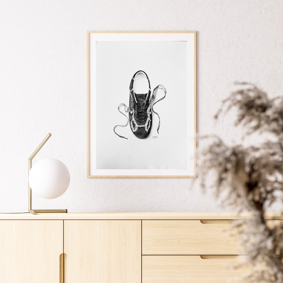 Photorealistic Still Life Pencil Drawing By Amelia Taylor, 8 X 12, Trainer, Original Artwork