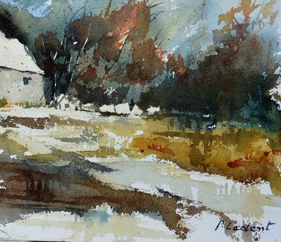 Remote houses watercolor