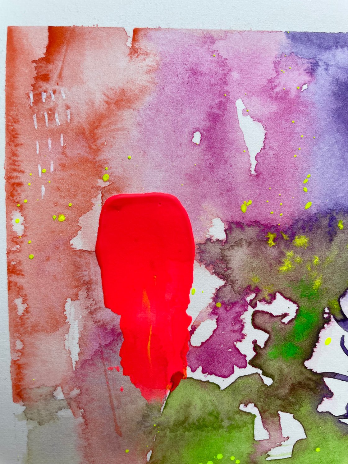 Original Watercolor, abstract painting by Kate Mushtei red good and purple wall art 8