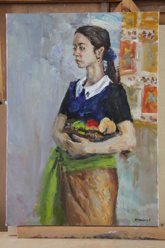 Girl with fruit