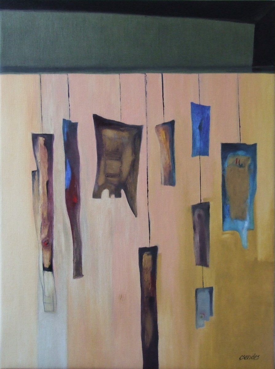 Expressive Abstract Oil Painting By Csaba Csendes, 24 X 31, Out Of Line., Original Artwork