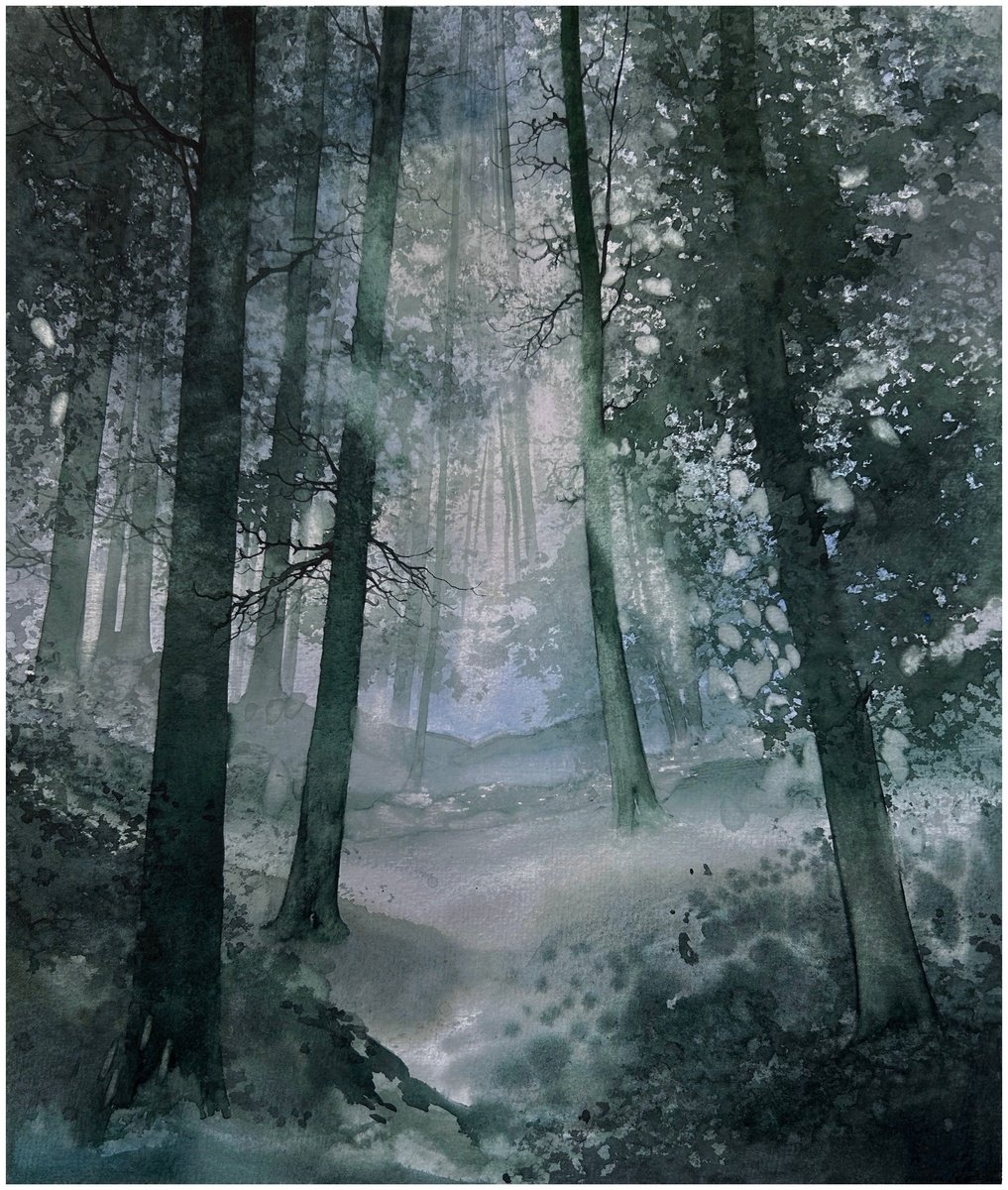 Impressionistic Watercolour , Deep Forest Breath By Nazar Grunyka, 12 X 15, Artwork For Sale On Artfinder