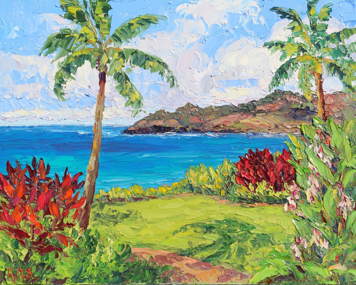 Impressionistic Landscape Oil Painting By Kristen Olson Stone, 14 X 11", Hawaiian Aloha, Original Artwork
