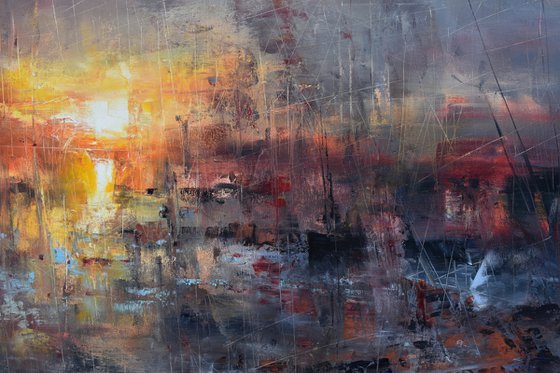 "Harbor of destroyed dreams - The curse of Giving" W100 x H50cm