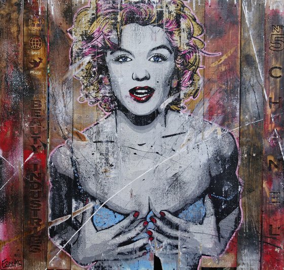 Marilyn... Beautiful Disaster 113cm x 113cm Marilyn Monroe Recycled Wood Urban Pop Art