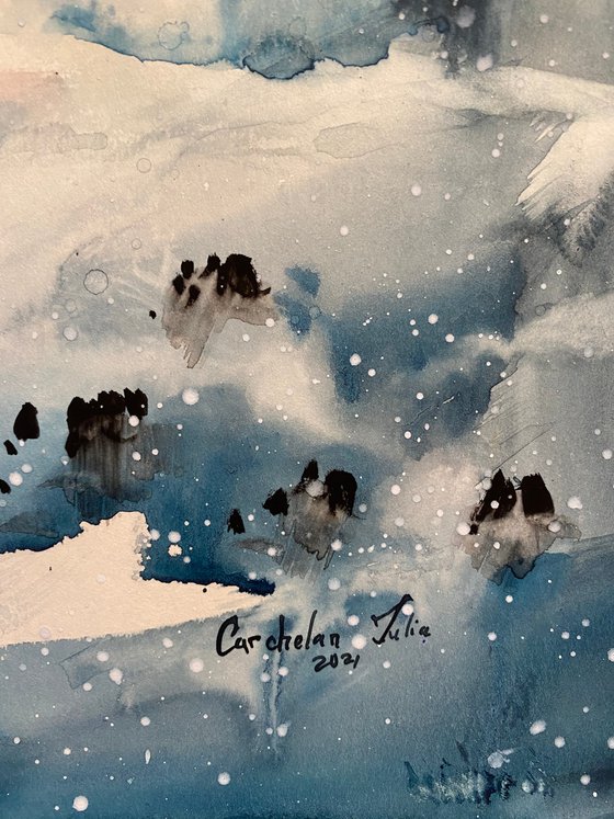 Sold Watercolor “Childhood games. Winter” perfect gift