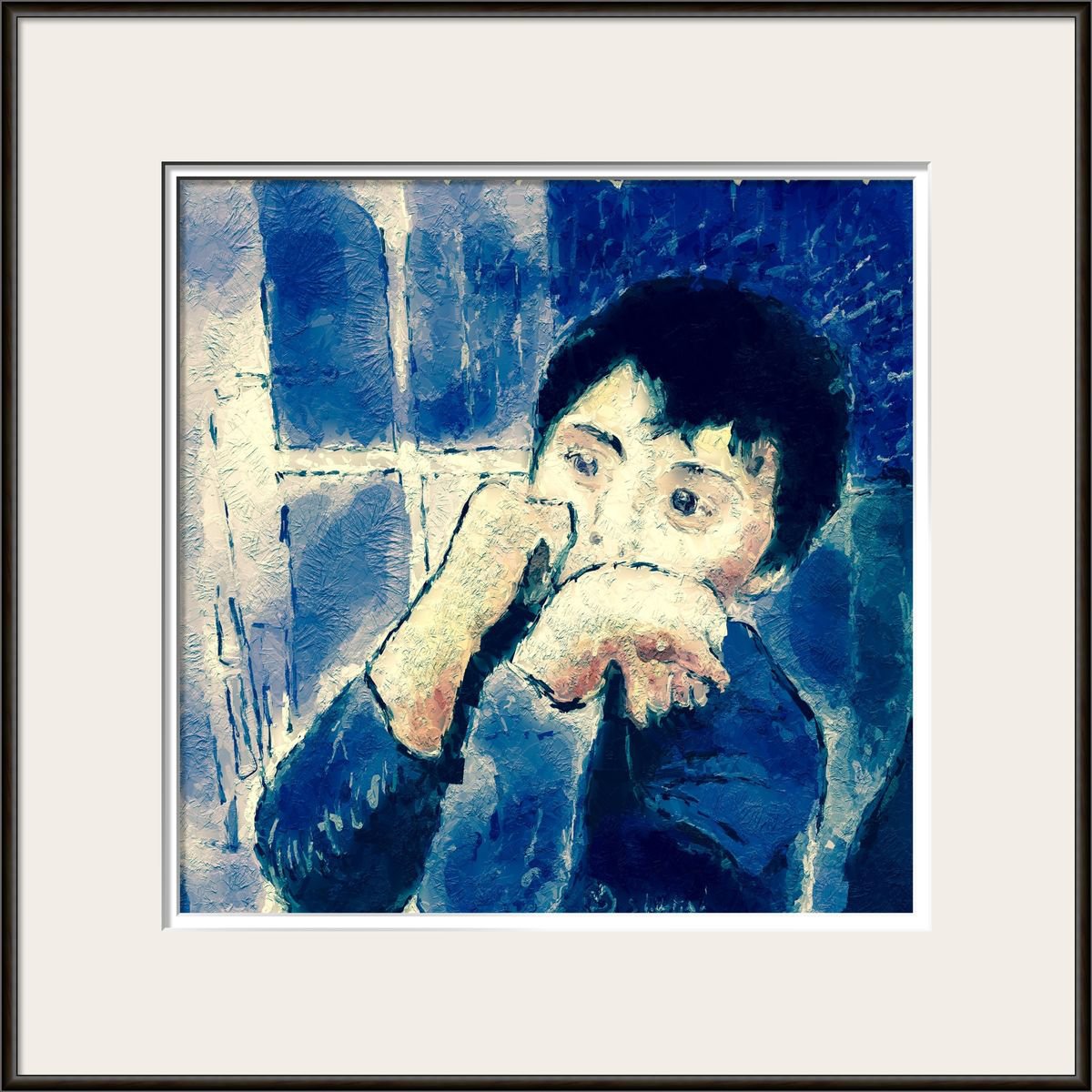 Abstract Portrait Giclee Print By Shabs Beigh, 20 X 20", Scream 2, Original Artwork