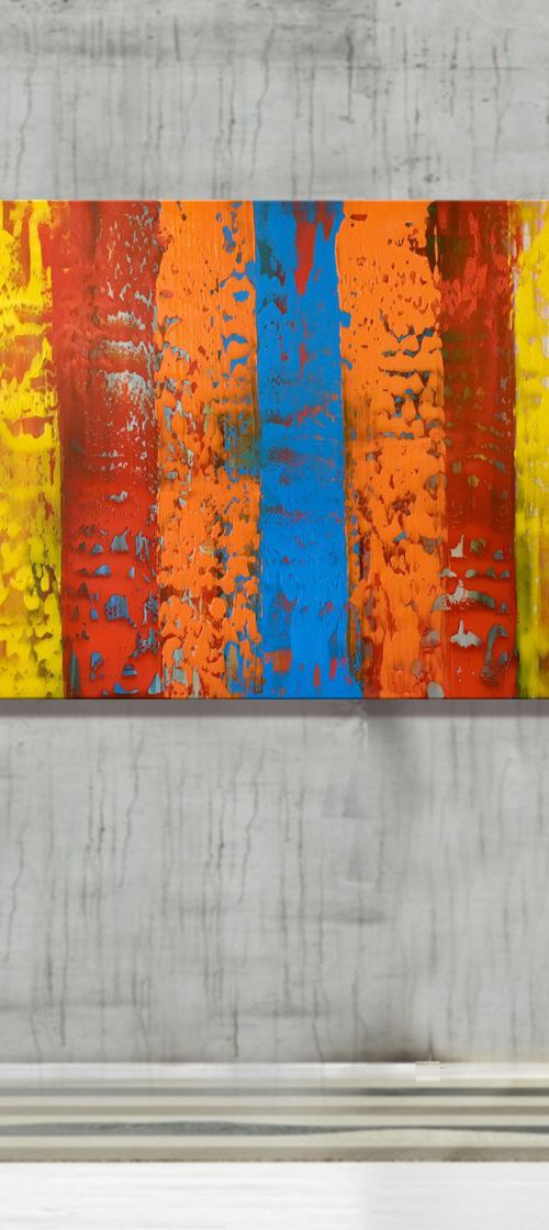 Somewhere over the Rainbow - XXL LARGE,  ABSTRACT ART – EXPRESSIONS OF ENERGY AND LIGHT. READY TO HANG! RAINBOW ART! by Julijana Ravbar