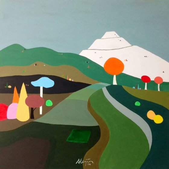 Pop landscape with mountain