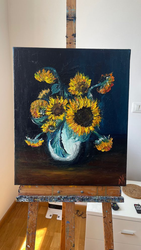 Sunflowers in white vase