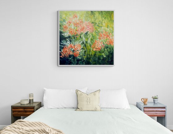 Abstract Woman's Body Silhouette in flowers painting