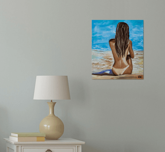 Good morning, sunshine. Oil on canvas. Nude, seaside, summer.