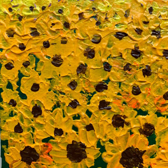 Sunflower field ! Miniature impasto painting