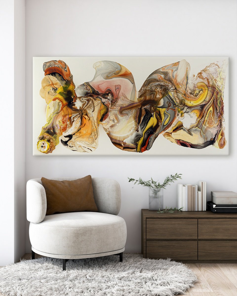 Abstract Oil Painting By Fintan Whelan, 79 X 39, Hunters Of Light, Original Artwork