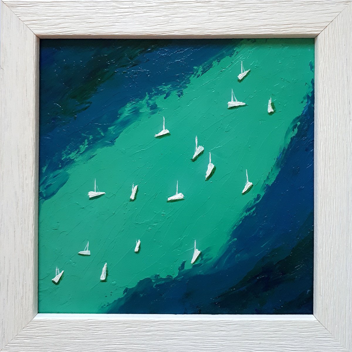 Impressionistic Landscape Oil Painting By Salana Art / Svetlana Samovarova, 8 X 8", Quiet Harbor I, Original Artwork