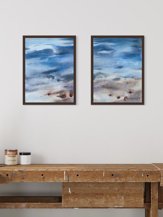 Shoreline calm, diptych