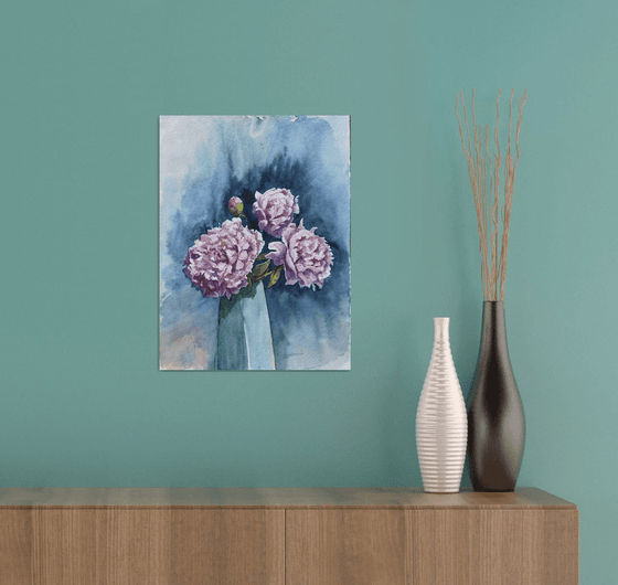 Symphonie in blue and pink - peonies