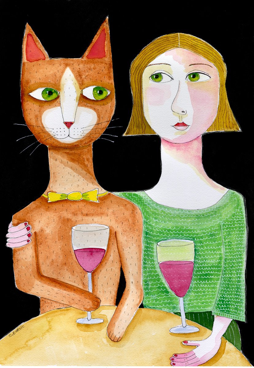 Lady and Cat Best Friends by Sharyn Bursic