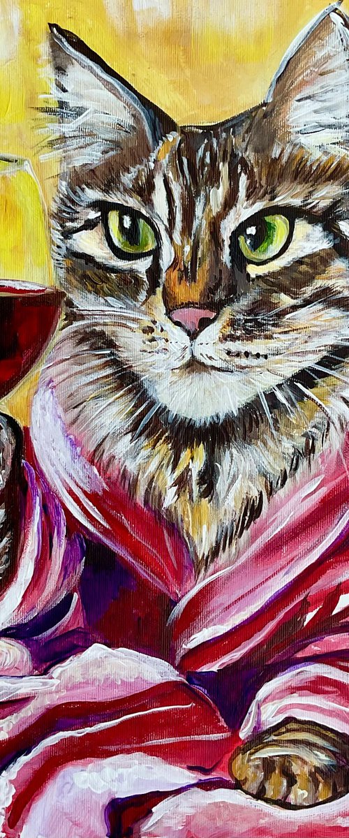 Cat and wine. by Olga Koval