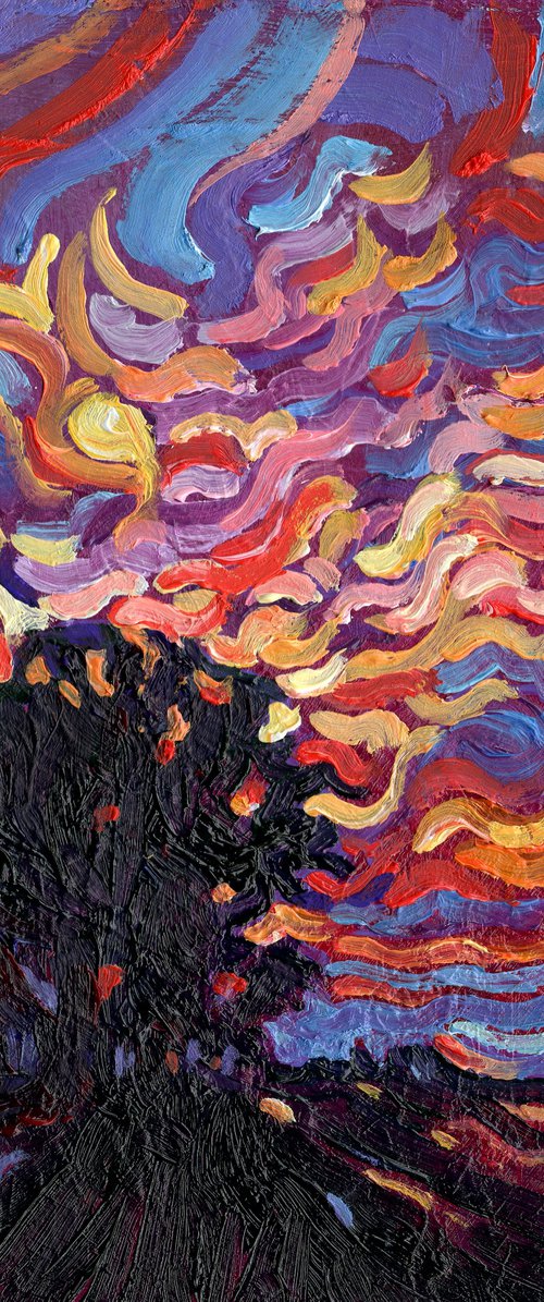 Darkening Sunset- Miniature Landscape by Mary Kemp