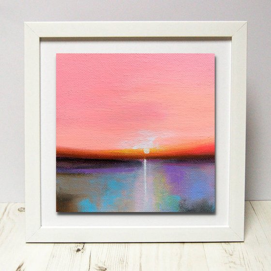 Pink sky  ! Small Landscape Painting!!  Ready to hang