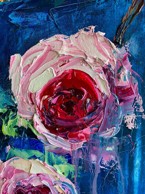 Flowing Roses in Blue II