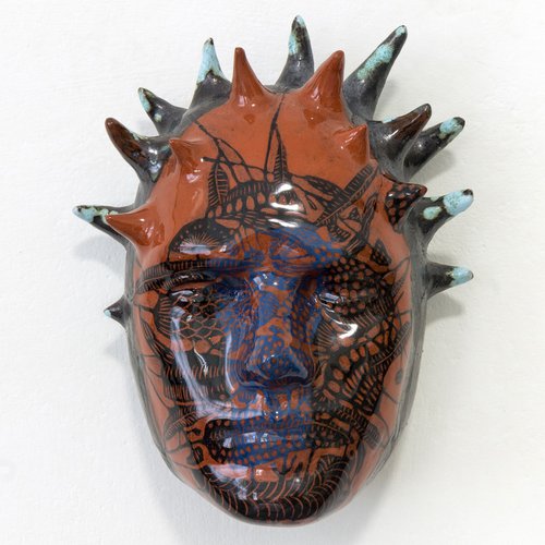 Ceramic sculpture Head 18 x 21 x 11 cm by Yuliia Dunaieva