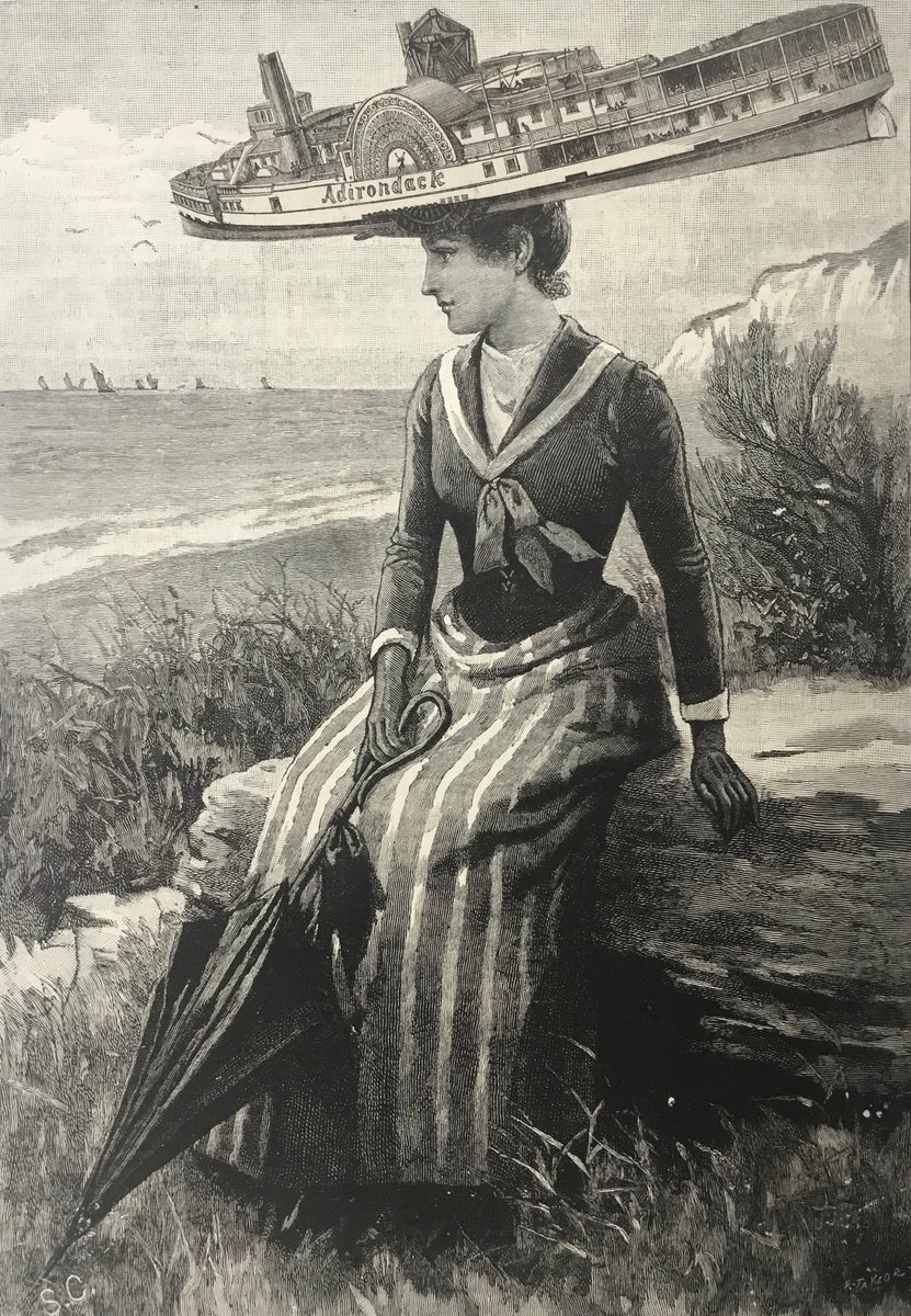 Surrealistic Portrait Collage By Tudor Evans, 6 X 9", Watching The Waves, Original Artwork