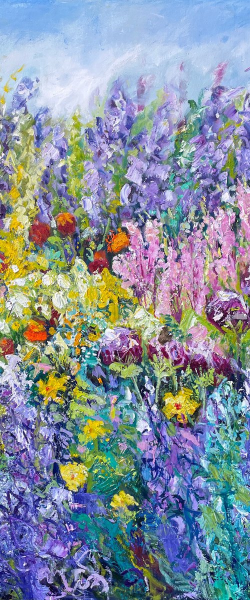 FOXGLOVE, LAVENDER AND DAISIES by Maureen Finck