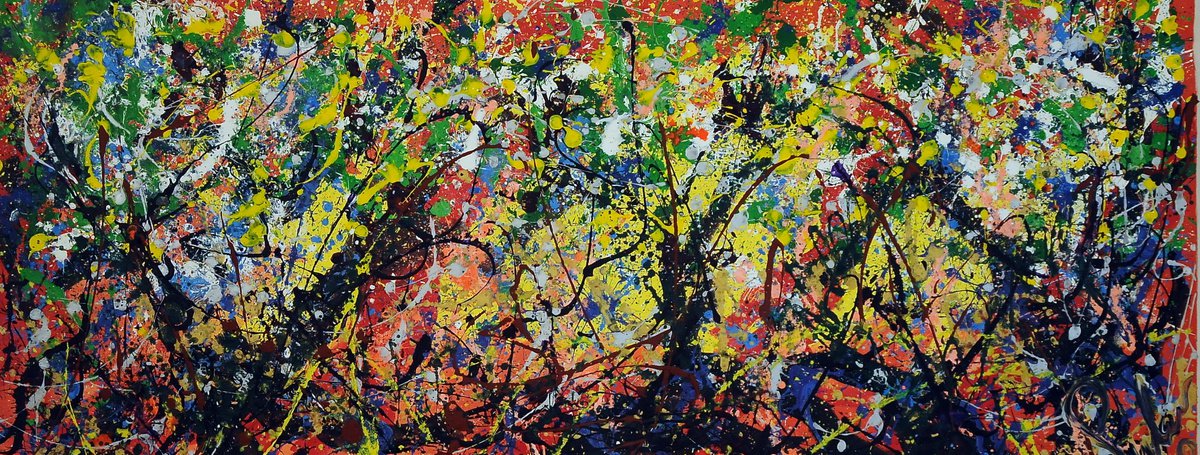 Abstract Acrylic Painting By Antonino Puliafico, 96 X 39, Tronchi, Original Artwork