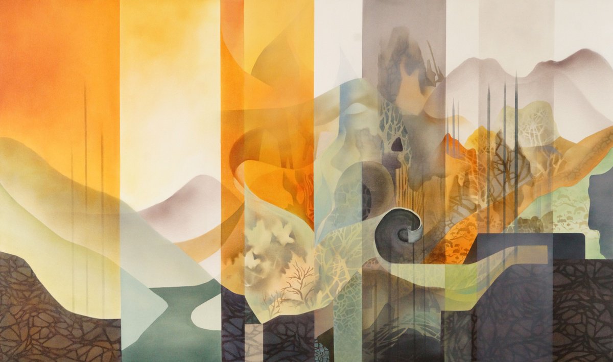 Abstract Painting By Vera Hoi, 53 X 31", - Silent Currents”, Original Artwork