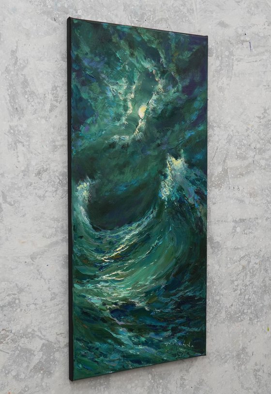 Night storm seascape