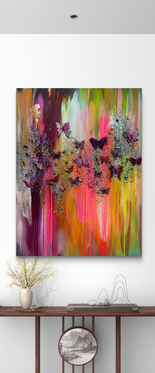 Pink butterflies by Henrieta Angel