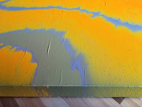 "Staring At The Sun" - FREE USA SHIPPING - Original Abstract PMS Fluid Acrylic Painting - 36 x 18 inches