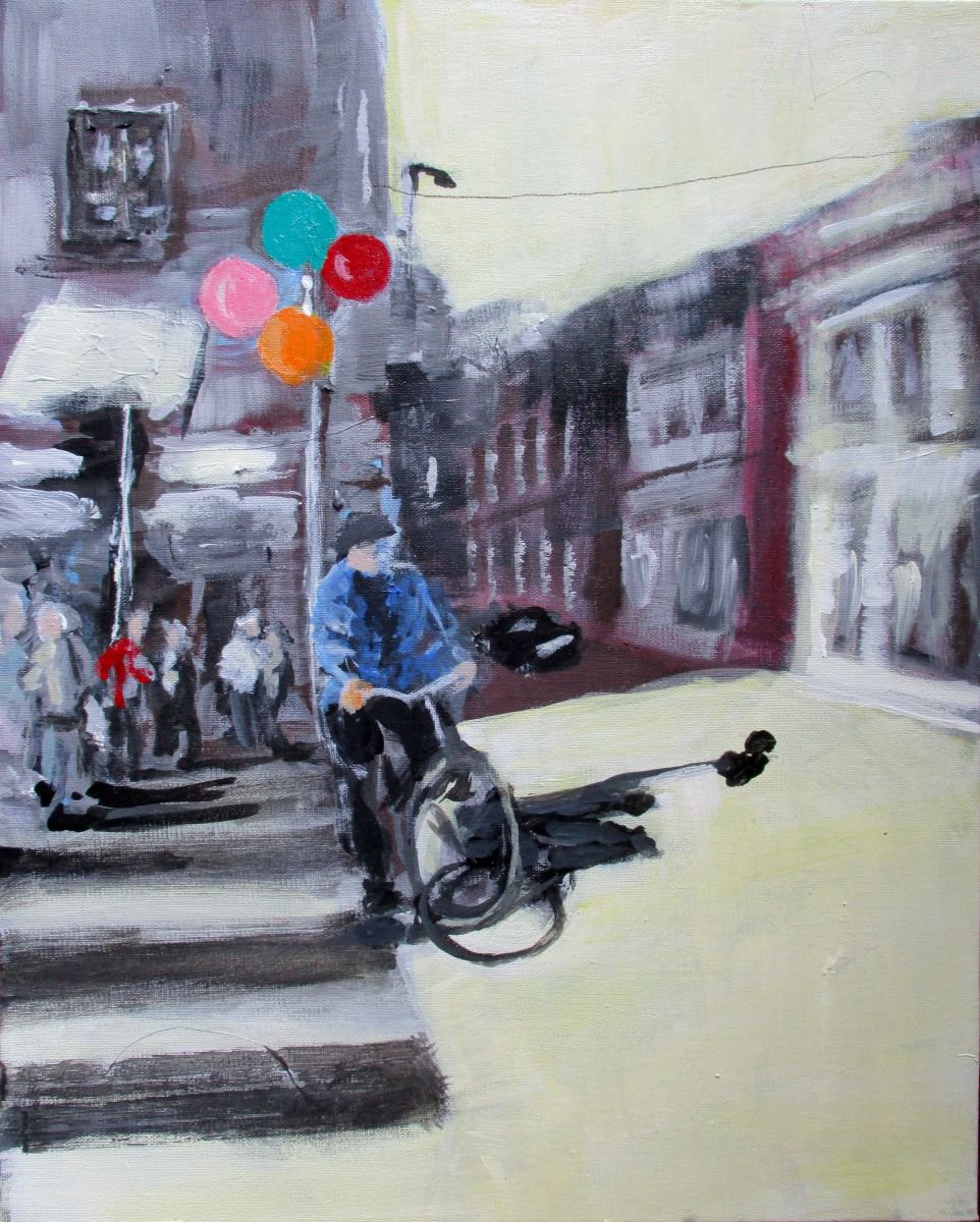 Balloon vendor - Italian street scene by Rosalind Roberts