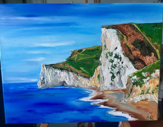 Dorset White Cliffs English Landscape oil painting wall decor