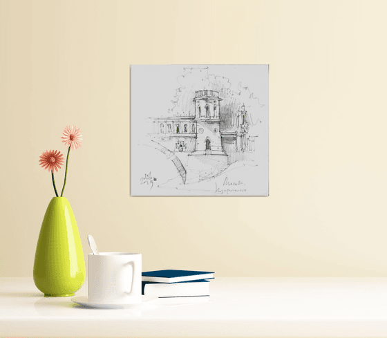 "Architectural sketch" original pencil drawing - Moscow