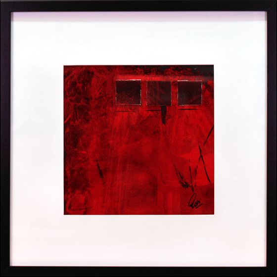 Red Composition - Acrylic Art Painting, Framed, Matted Painting, Abstract Painting,  Large Painting, Wall Art