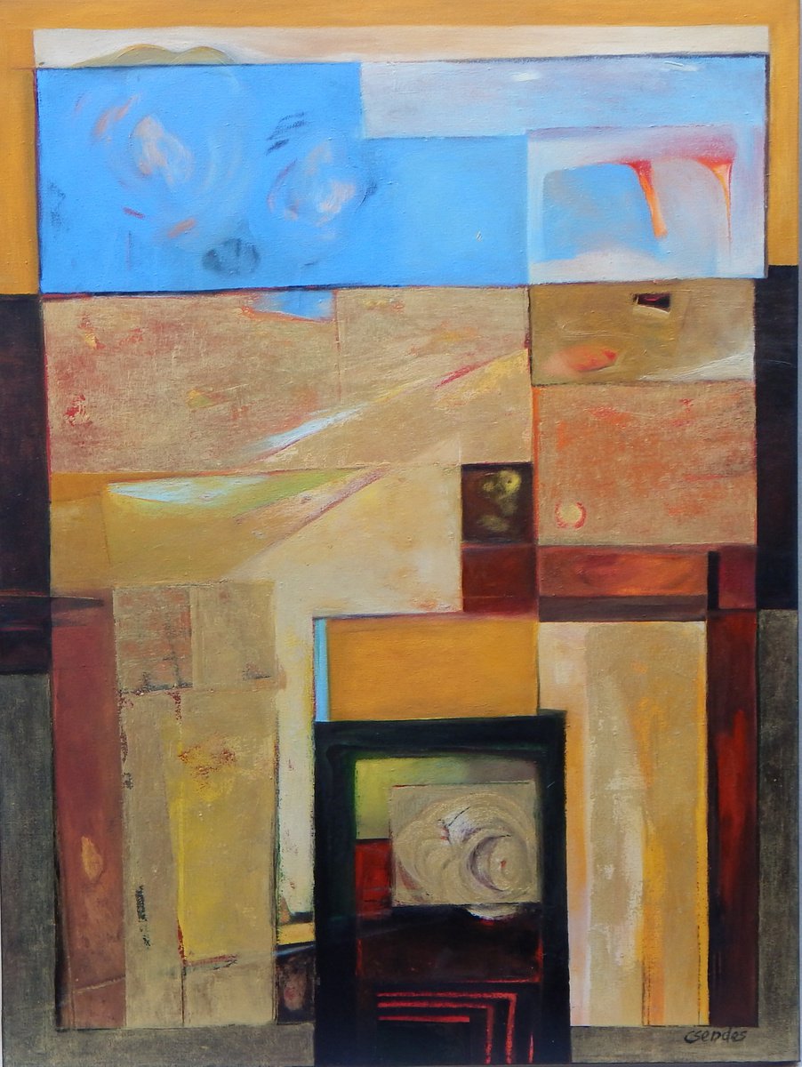 Expressive Abstract Oil Painting By Csaba Csendes, 24 X 31, Awakening, Original Artwork