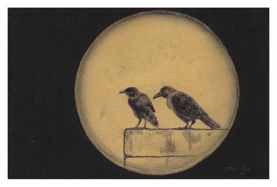 Black birds postcard art series